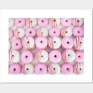 Pink and White Frosted Donut Posters and Art